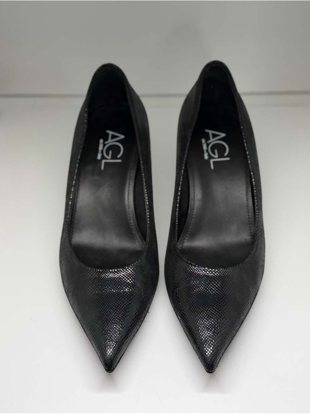 NWOT AGL Women's Black Pointed-Toe Pumps Size 39.5